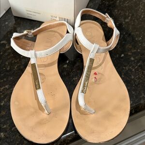 Calvin Klein Women's White and Gold Sandals